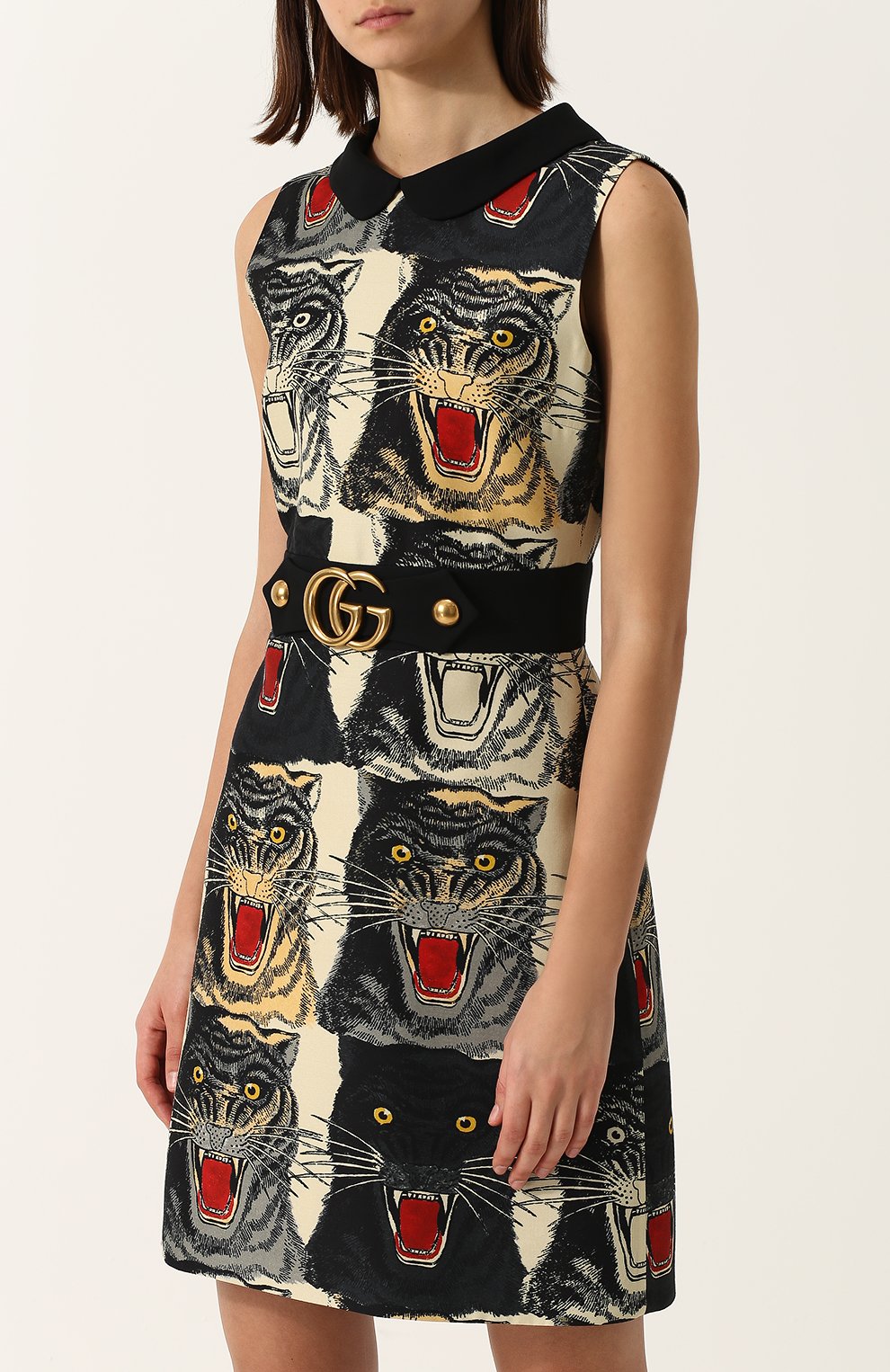 Приталенное плать е-миди с принтом GUCCI, арт. 475827/ZJP46, фото 3