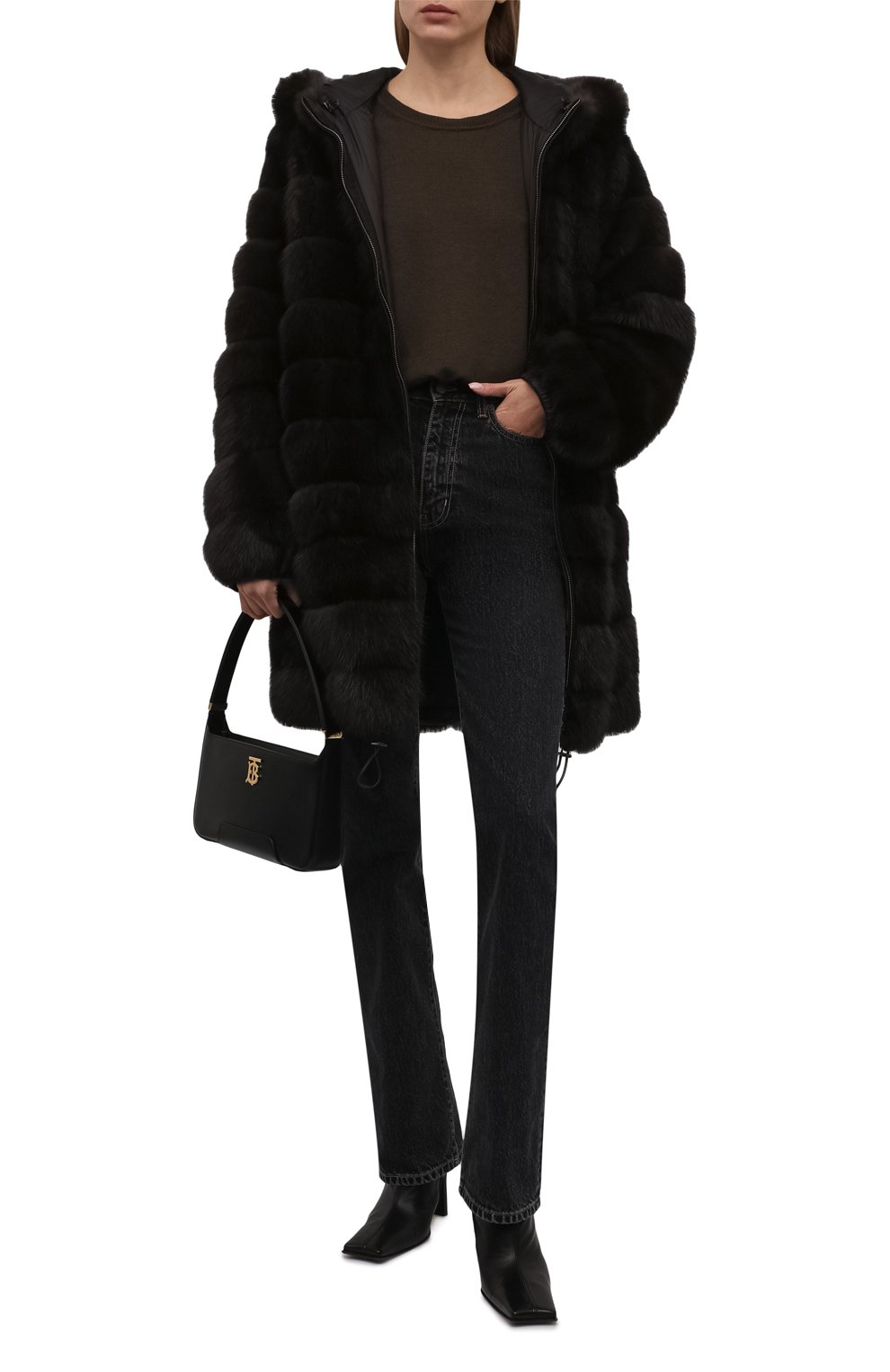 Двусторонняя шуба из меха соболя MANZONI24, арт. 21M551-ZNY/EXTRA DARK/48-52, фото 2