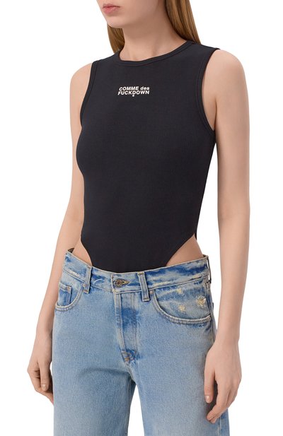 Хлопковое боди COMME DES FUCKDOWN черного цвета по цене 8410 руб., арт. CFABW01673, фото 3 Хлопковое боди COMME DES FUCKDOWN, арт. CFABW01673, фото 3