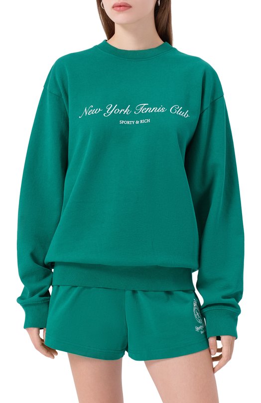 Хлопковый свитшот Sporty and Rich ST071621402GR03 Зелёный  ST071621402GR03 Фото 3