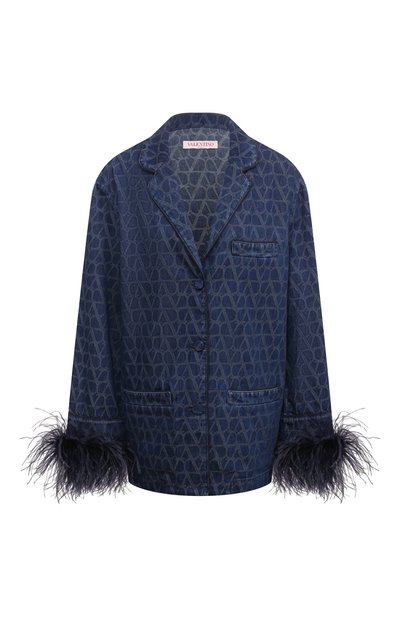 Джинсовый жакет с отделкой перьями VALENTINO, арт. 5B3DB01V8M9, фото 1