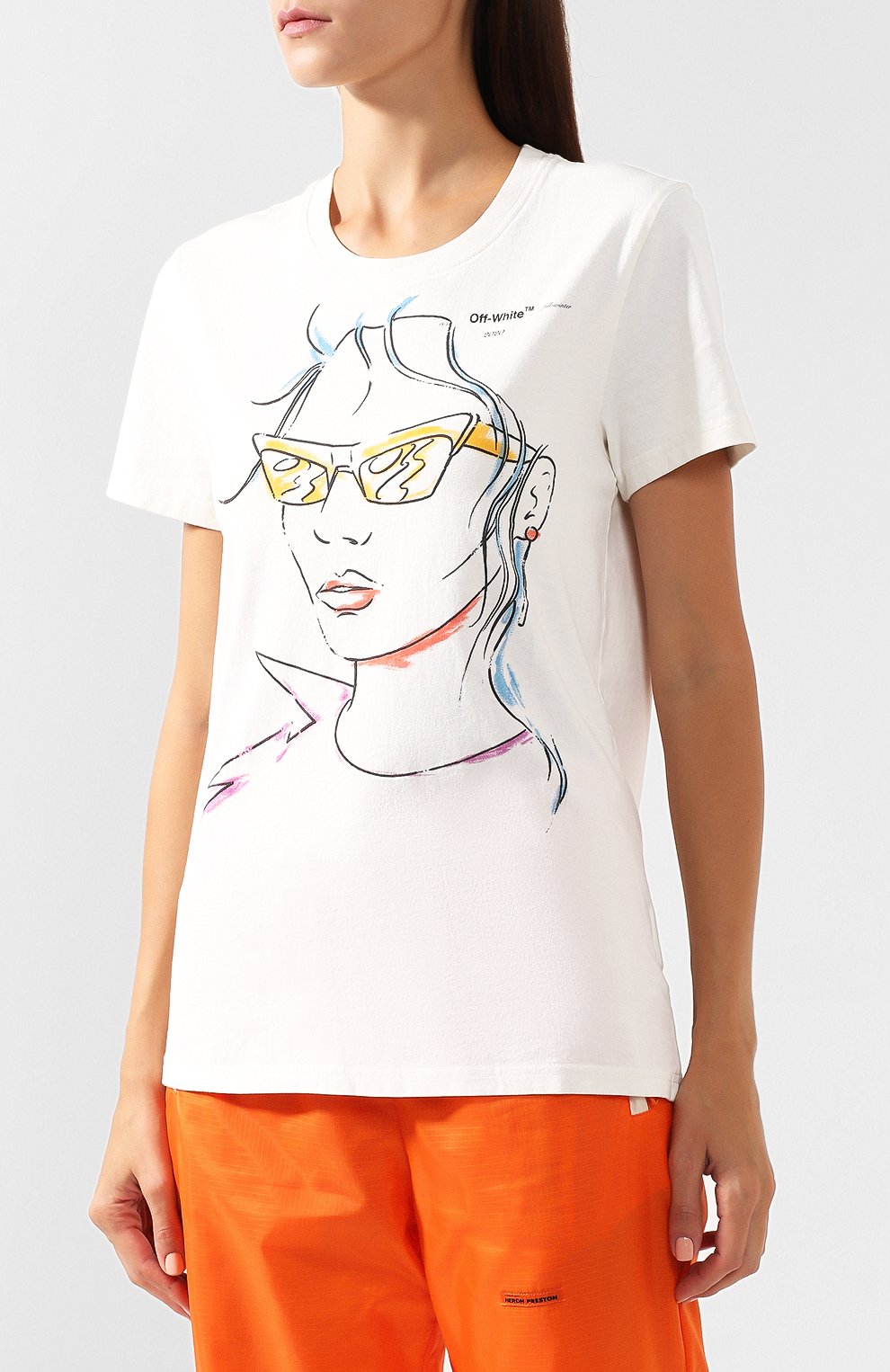 Хлопковая футболка OFF-WHITE белого цвета по цене 31750 руб., арт. 0WAA049E19B070620110, фото 3 Хлопковая футболка OFF-WHITE, арт. 0WAA049E19B070620110, фото 3