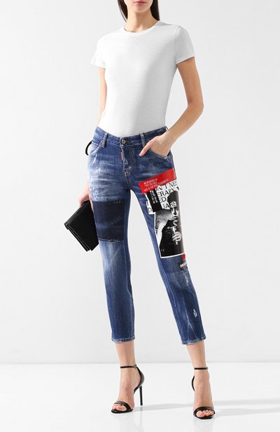 Укороченные джинсы DSQUARED2 синего цвета по цене 78650 руб., арт. S75LB0149/S30342, фото 2 Укороченные джинсы DSQUARED2, арт. S75LB0149/S30342, фото 2