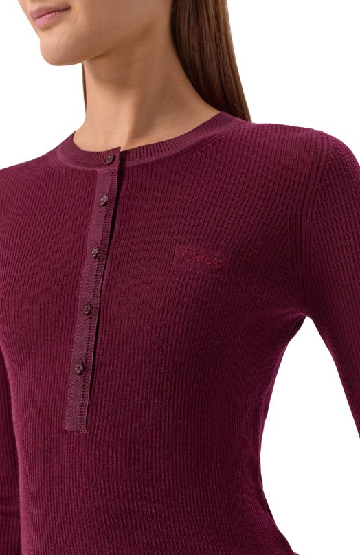 Шерстяной пуловер Chloé CH24WMP51667 Бордовый  CH24WMP51667 Фото 5