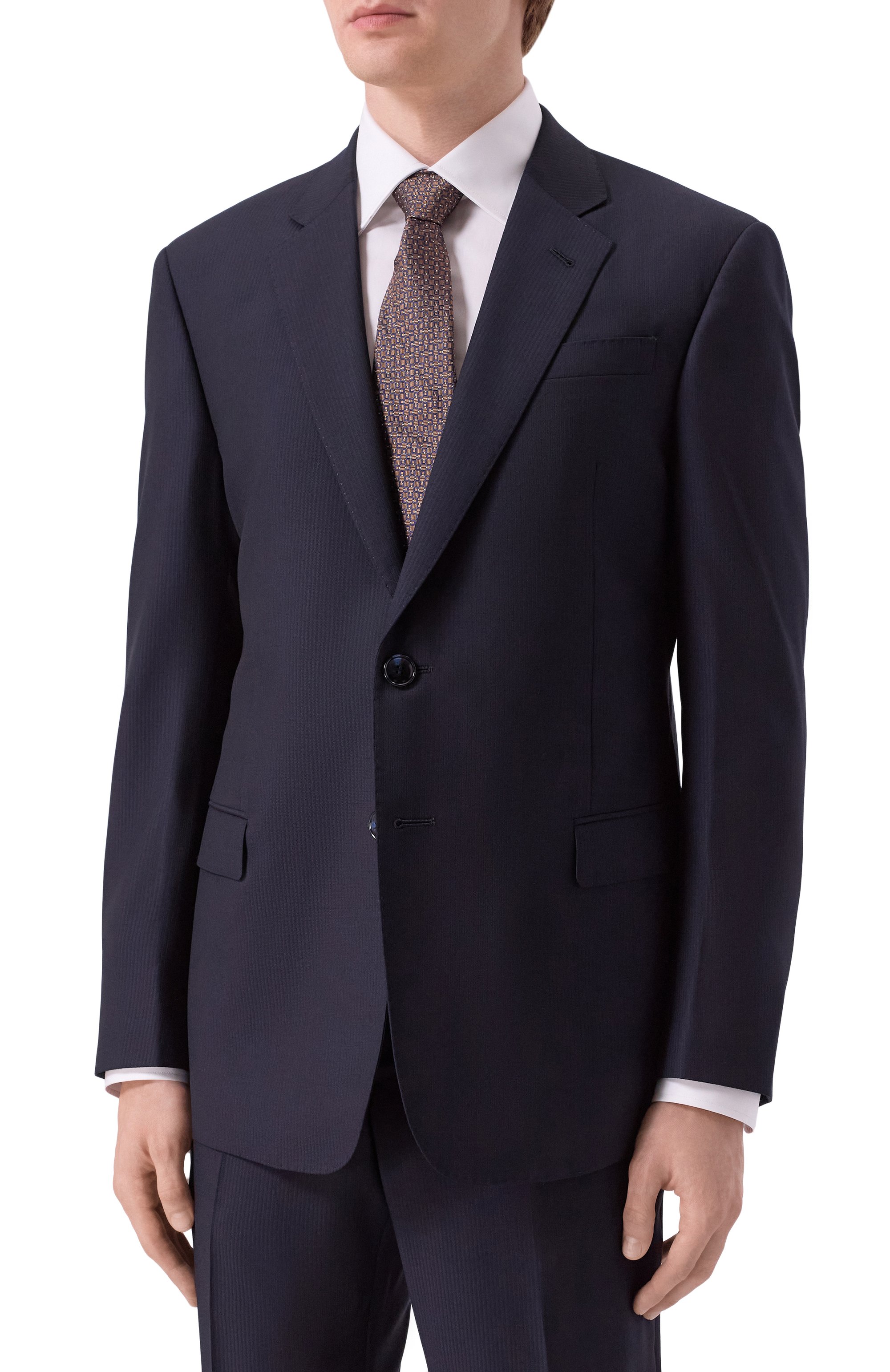 Шерстяной костюм GIORGIO ARMANI темно-синего цвета по цене 320500 руб., арт. GM000007/TE18134, фото 2 Шерстяной костюм GIORGIO ARMANI, арт. GM000007/TE18134, фото 2