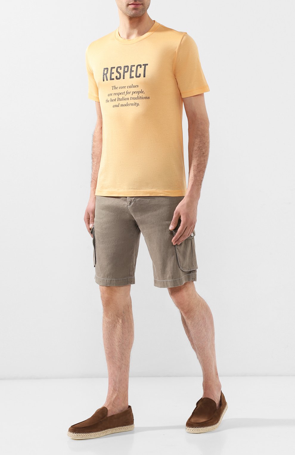 Шорты из смеси льна и хлопка KITON бежевого цвета по цене 84500 руб., арт. UFPPBJ07R89, фото 2 Шорты из смеси льна и хлопка KITON, арт. UFPPBJ07R89, фото 2