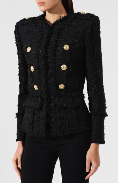 Буклированный жакет BALMAIN черного цвета по цене 358000 руб., арт. RF17211/C076, фото 3 Буклированный жакет BALMAIN, арт. RF17211/C076, фото 3