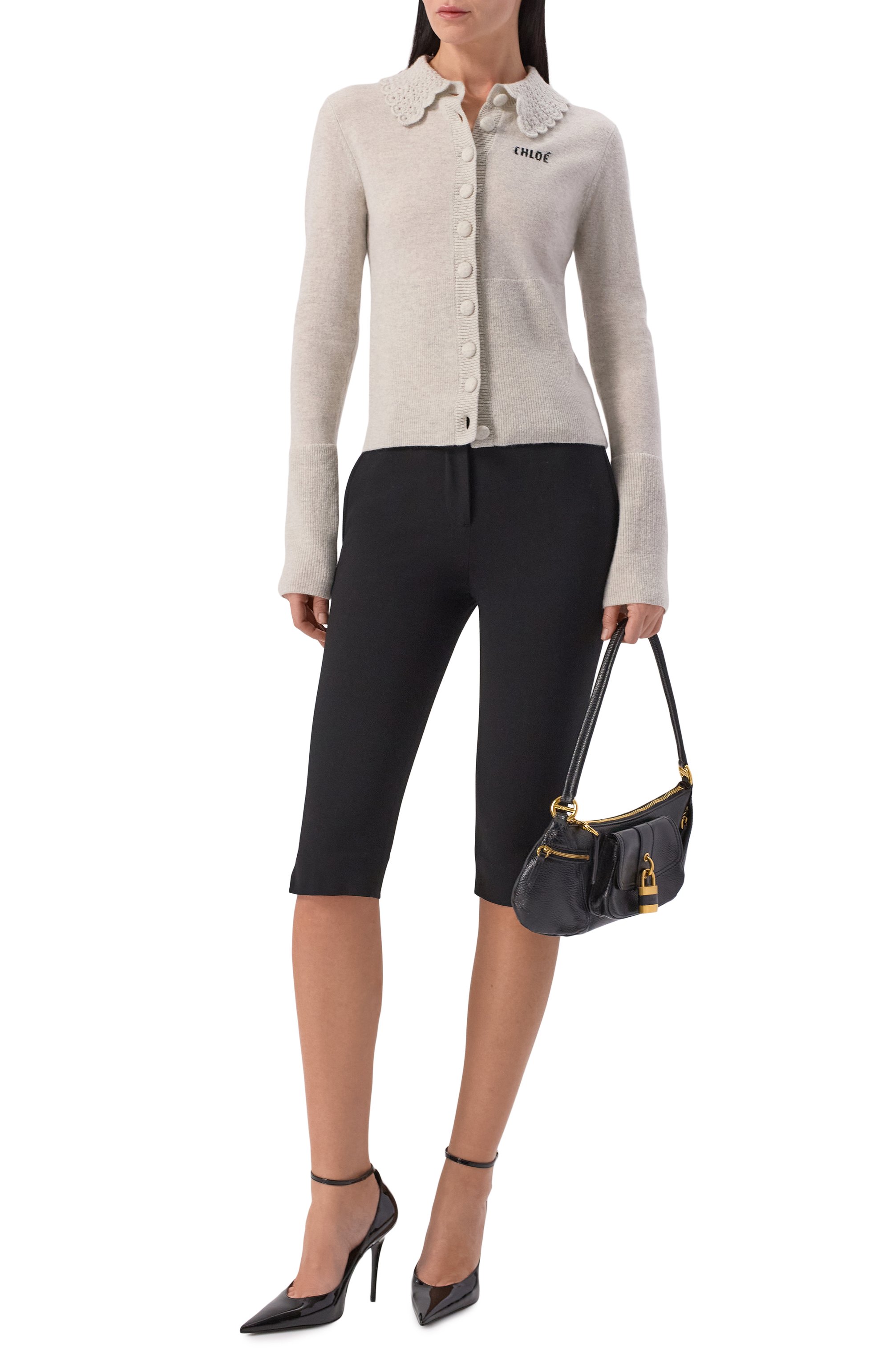 Шерстяной кардиган CHLOÉ серого цвета по цене 146000 руб., арт. CH26SMC03530, фото 2 Шерстяной кардиган CHLOÉ, арт. CH26SMC03530, фото 2