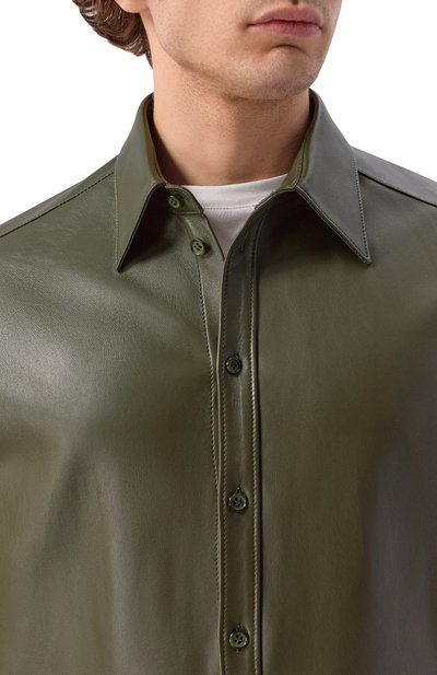 Кожаная рубашка DOLCE & GABBANA темно-зеленого цвета по цене 413500 руб., арт. G5NP9L/HULFY, фото 5 Кожаная рубашка DOLCE & GABBANA, арт. G5NP9L/HULFY, фото 5