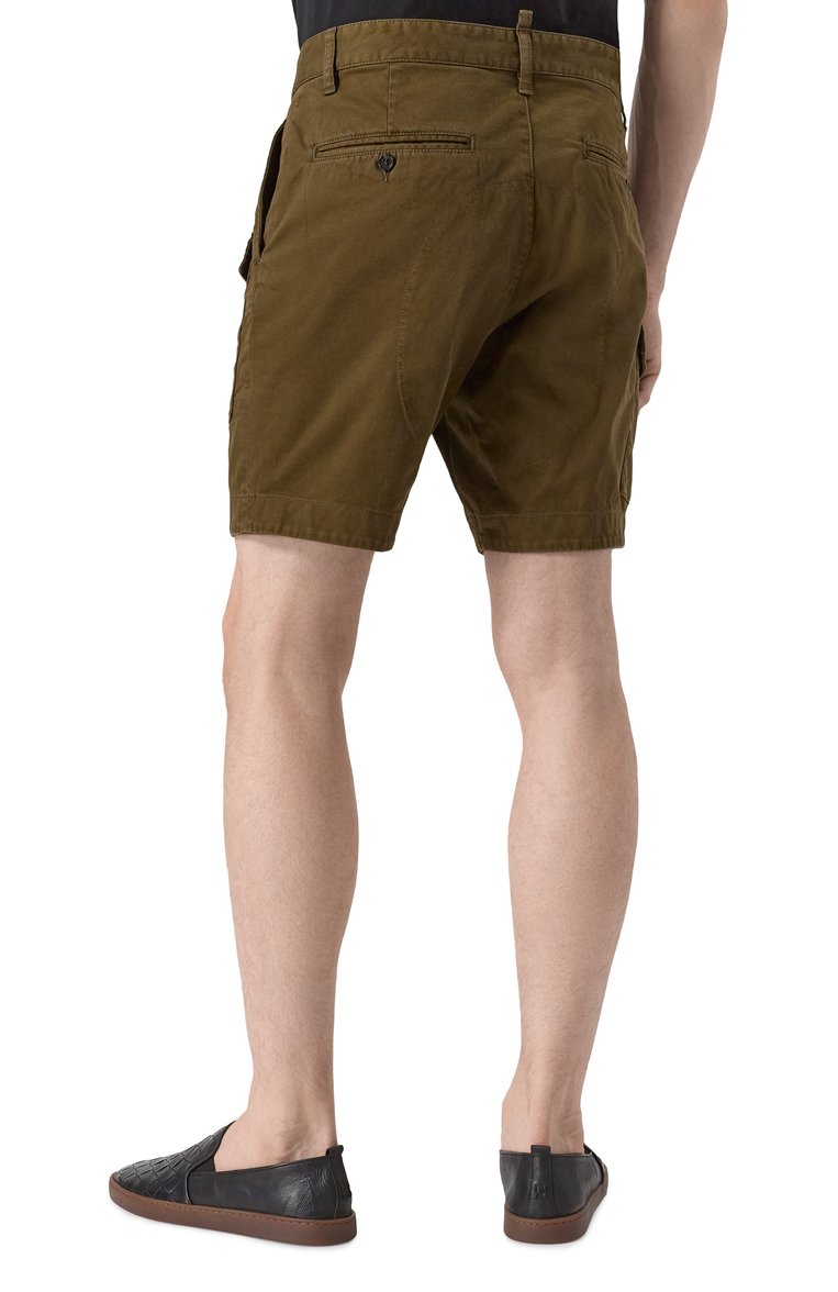 Мужские джинсовые шорты DSQUARED2 хаки цвета, арт. S74MU0780/S39021 | Фото 4 (Длина Шо�рты М: До колена; Материал сплава: Проставлено; Драгоценные камни: Проставлено; Кросс-КТ: Деним; Силуэт М (брюки): Карго; Случай: Повседневный; Принт: Без принта; Материал внешний: Деним, Хлопок; Стили: Милитари)