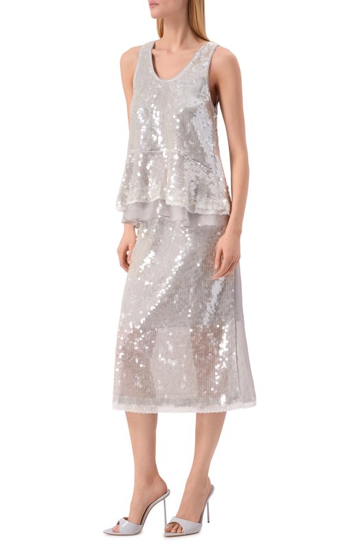 Хлопковая юбка 3.1 Phillip Lim E261-36220/NSQ Серый  E261-36220/NSQ Фото 2