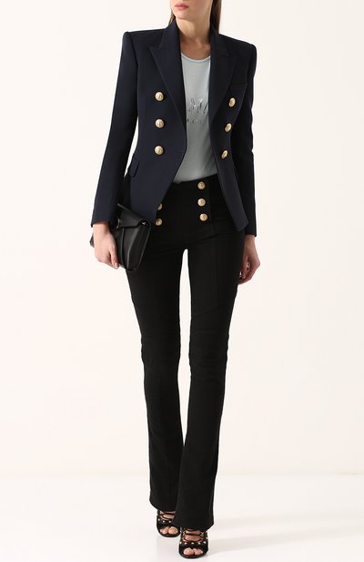 Хлопковый топ с круглым вырезом и логотипом бренда BALMAIN, арт. 128535/326I, фото 2