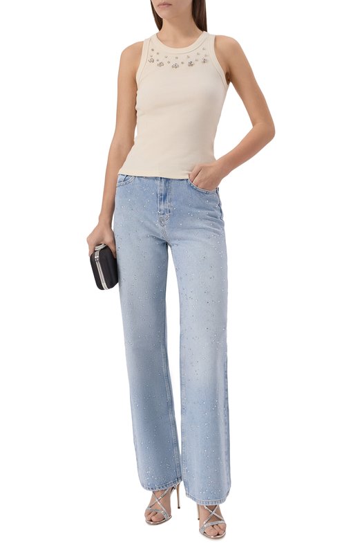 Джинсы с отделкой стразами Sasha Kim SK-00001792 Голубой  SK-00001792 Фото 2