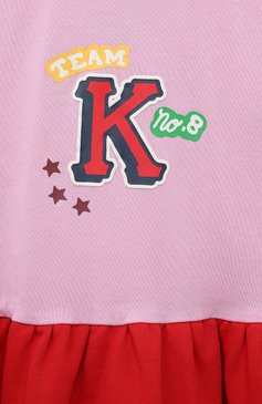 Детское хлопковое платье KENZO розового цвета, арт. K12344/3Y-5Y | Фото 3 (Материал внешний: Хлопок; Рукава: Короткие; Случай: Повседневный; Девочки Кросс-КТ: Платье-одежда; Ростовка одежда: 4 года | 104 см, 5 лет | 110 см, 3 года | 98 см)