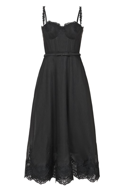 Платье изо льна и шелка Zimmermann 5179DF251 Чёрный 5179DF251
