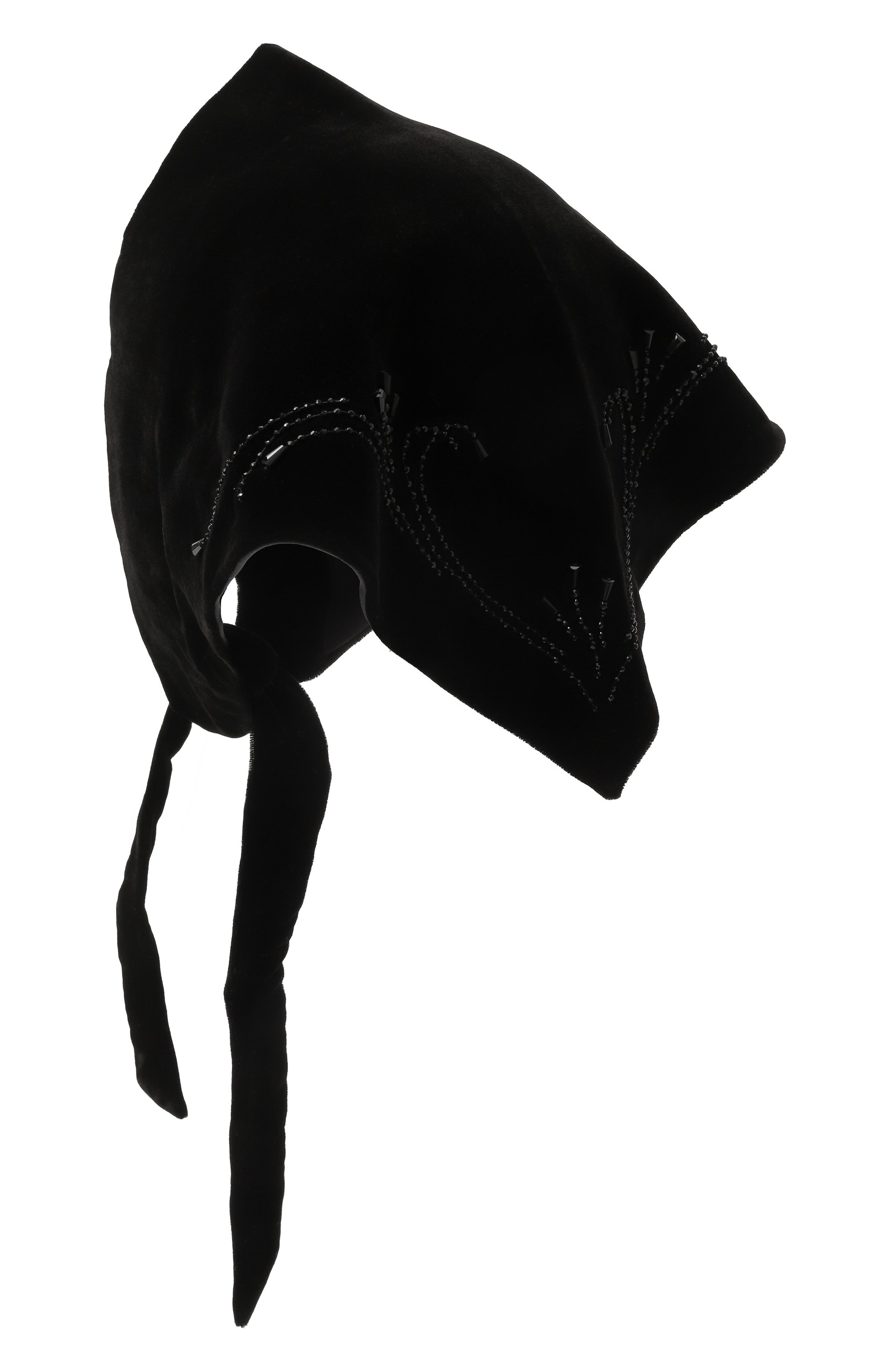 Бархатная косынка PANFIL черного цвета по цене 40000 руб., арт. 0-VL-KOS-DBV, фото 2 Бархатная косынка PANFIL, арт. 0-VL-KOS-DBV, фото 2