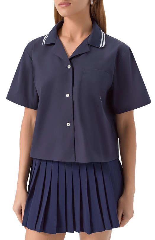 Хлопковая рубашка Sporty and Rich SI023602302BL106 Синий  SI023602302BL106 Фото 3