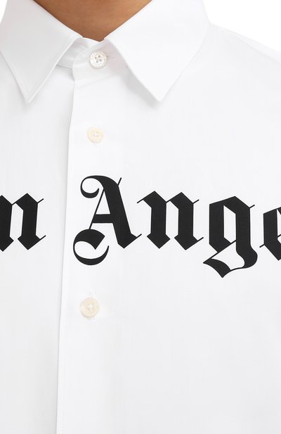 Хлопковая рубашка PALM ANGELS белого цвета по цене 46100 руб., арт. PMGA099F21FAB0010110, фото 5 Хлопковая рубашка PALM ANGELS, арт. PMGA099F21FAB0010110, фото 5