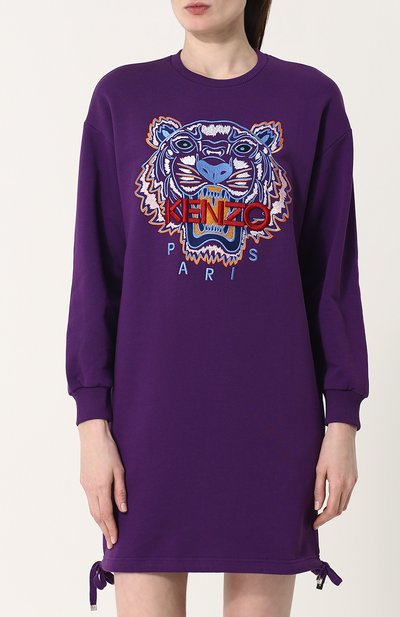 Хлопковое платье-толстовка с контрастной вышивкой KENZO, арт. 2R08444XB, фото 3