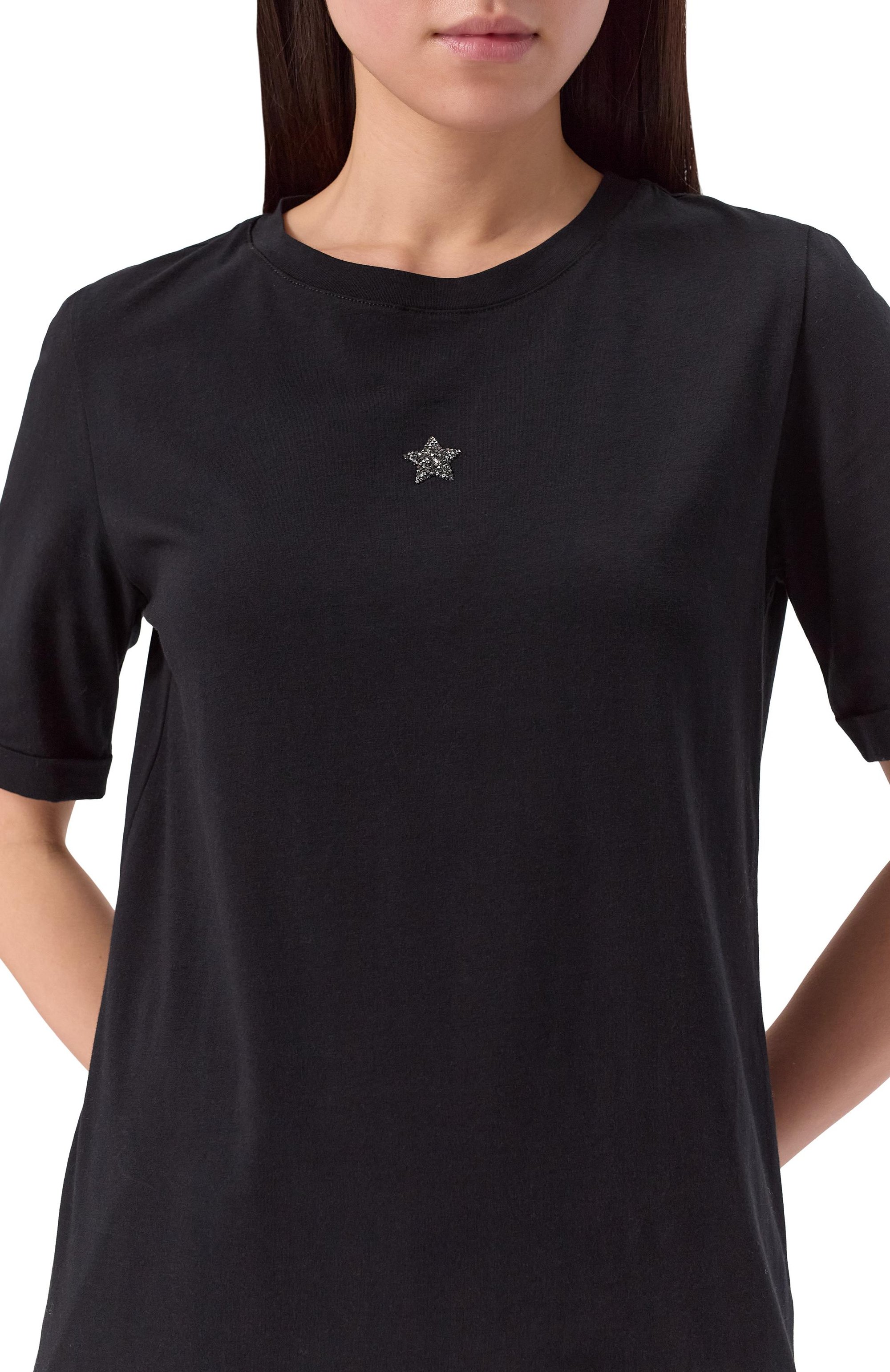 Хлопковая футболка LORENA ANTONIAZZI черного цвета по цене 22400 руб., арт. TS24/9999, фото 5 Хлопковая футболка LORENA ANTONIAZZI, арт. TS24/9999, фото 5