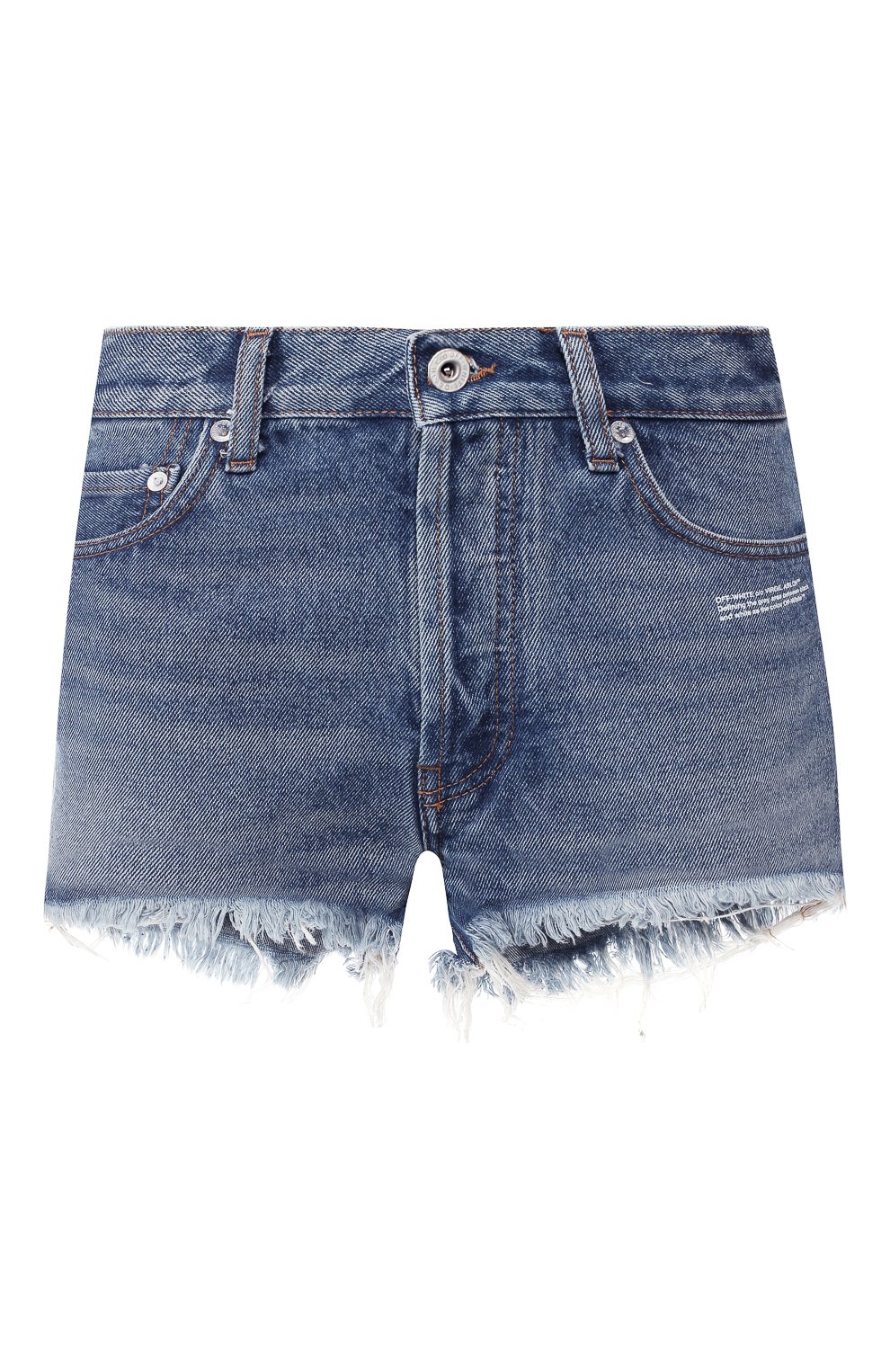Джинсовые шорты OFF-WHITE синего цвета по цене 24300 руб., арт. 0WYC002R197730578700, фото 1 Джинсовые шорты OFF-WHITE, арт. 0WYC002R197730578700, фото 1