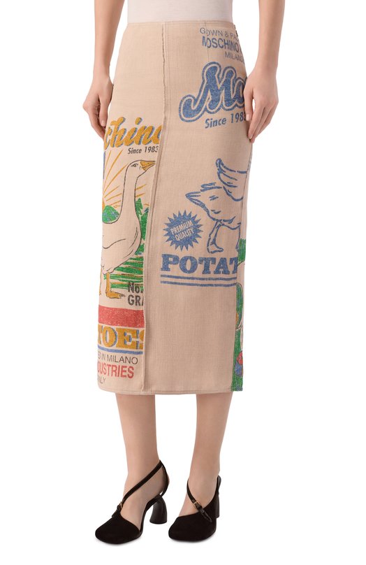 Льняная юбка Moschino A0117/0421 Бежевый  A0117/0421 Фото 3