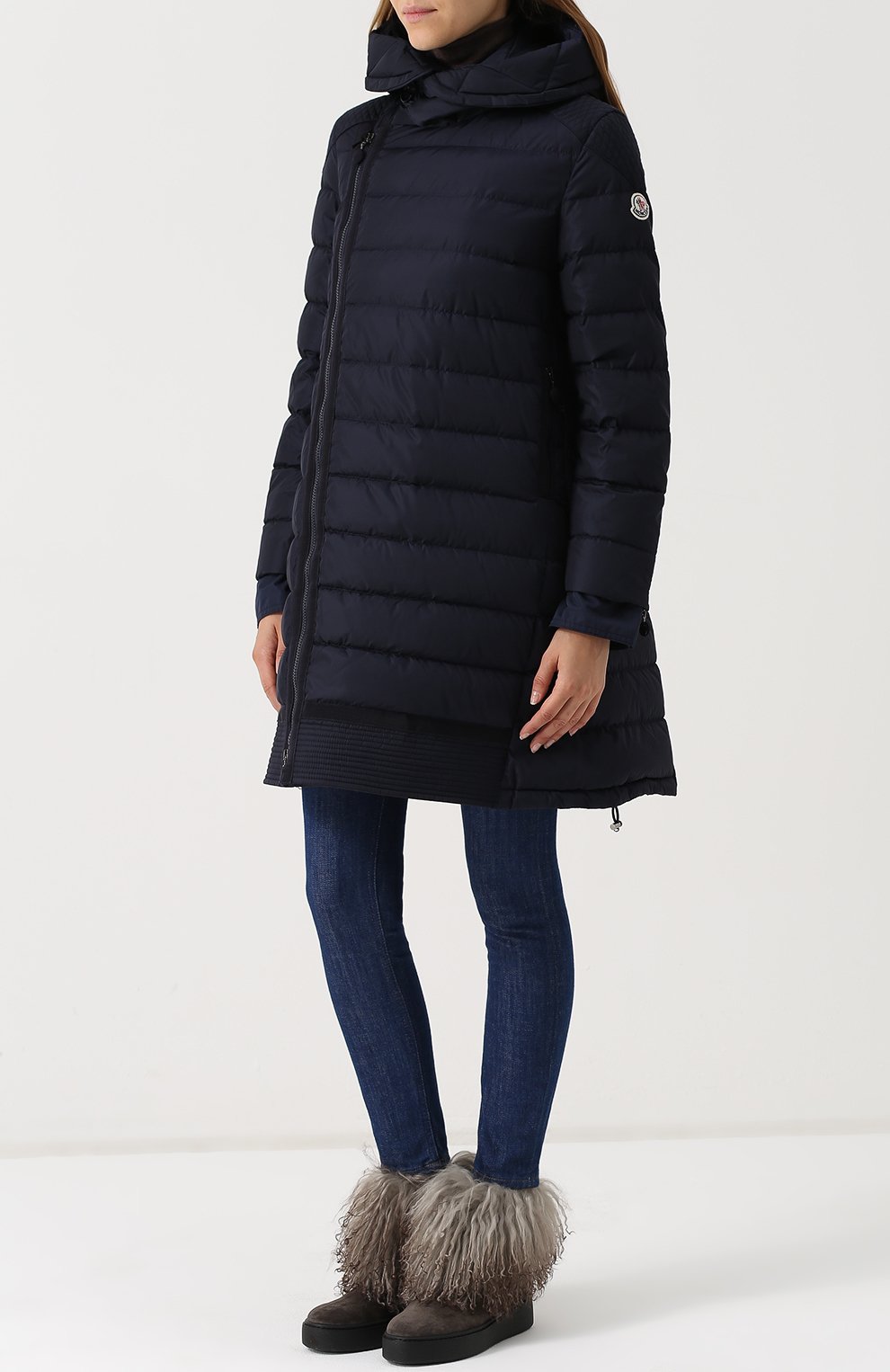 Стеганый пуховик с косой молнией и капюшоном MONCLER, арт. C2-093-49315-85-54155, фото 4