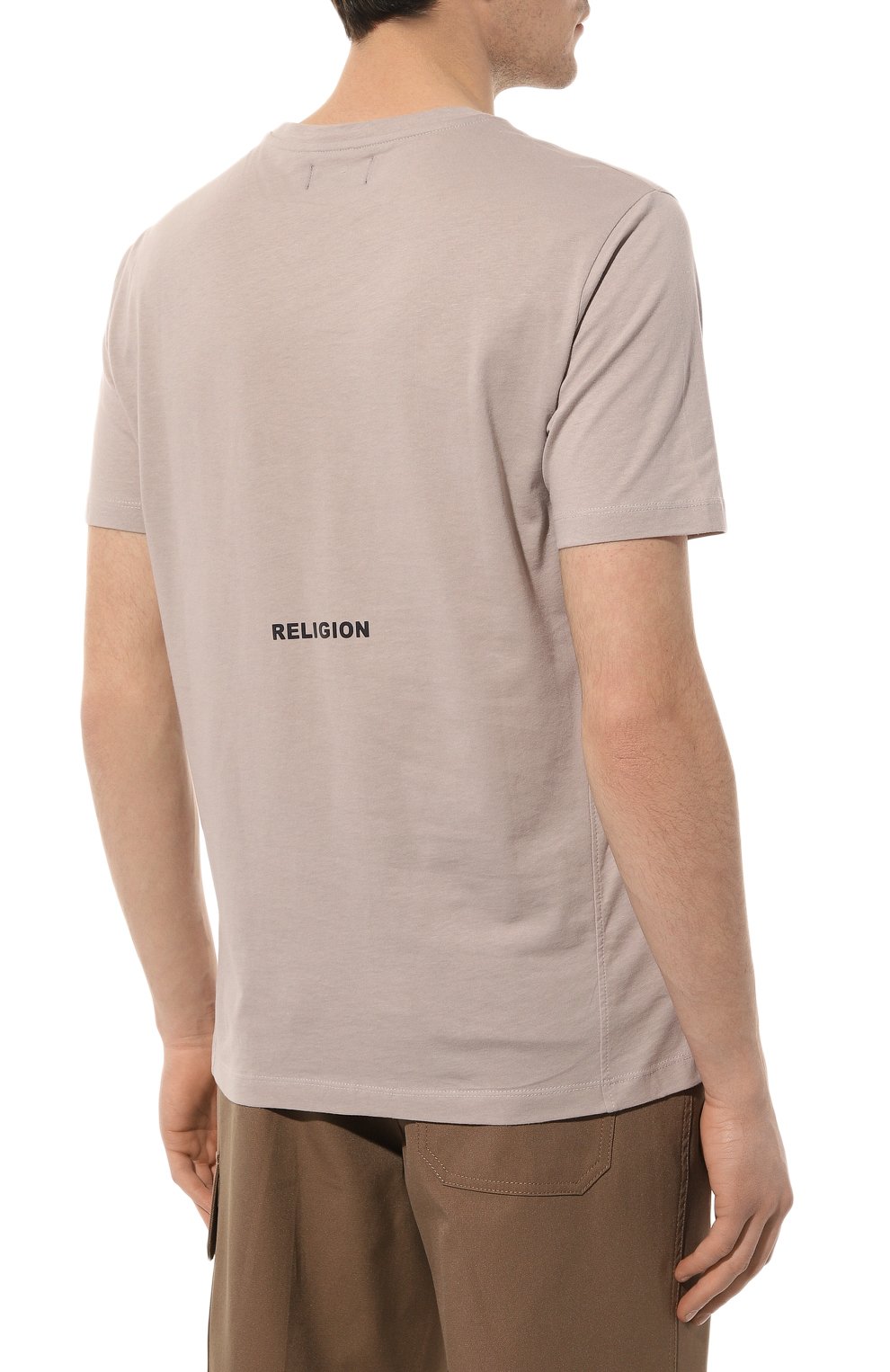Хлопковая футболка RELIGION бежевого цвета по цене 5195 руб., арт. 12TLTN03, фото 4 Хлопковая футболка RELIGION, арт. 12TLTN03, фото 4