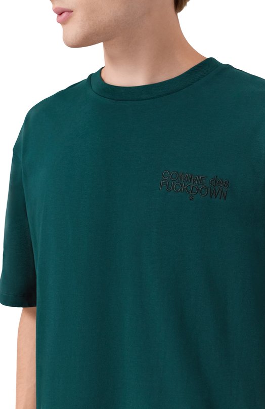 Хлопковая футболка Comme des Fuckdown CFABM01727 Зелёный  CFABM01727 Фото 5