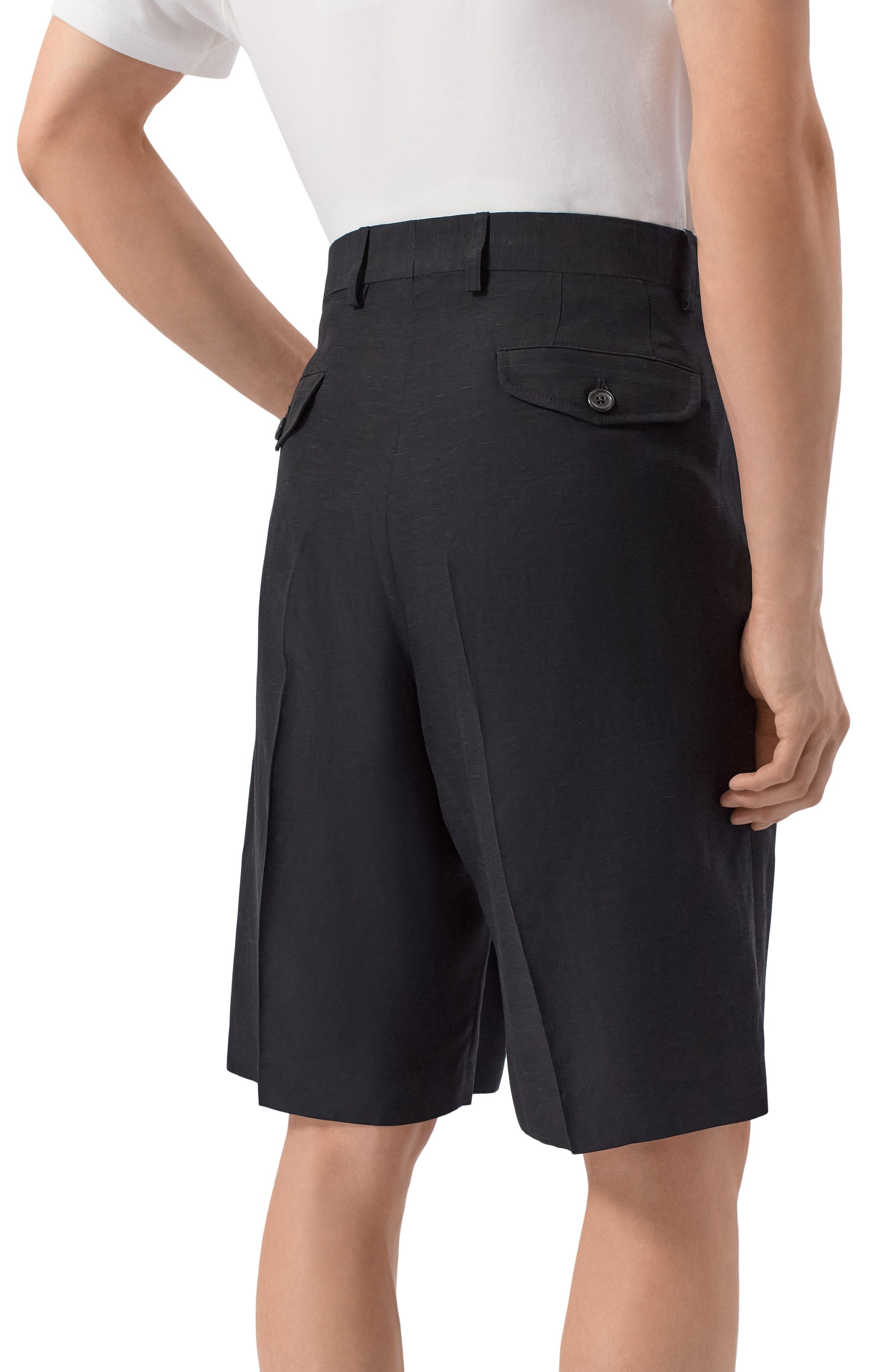 Шорты из вискозы и льна LANEUS черного цвета по цене 38200 руб., арт. S6LAMASH090, фото 4 Шорты из вискозы и льна LANEUS, арт. S6LAMASH090, фото 4