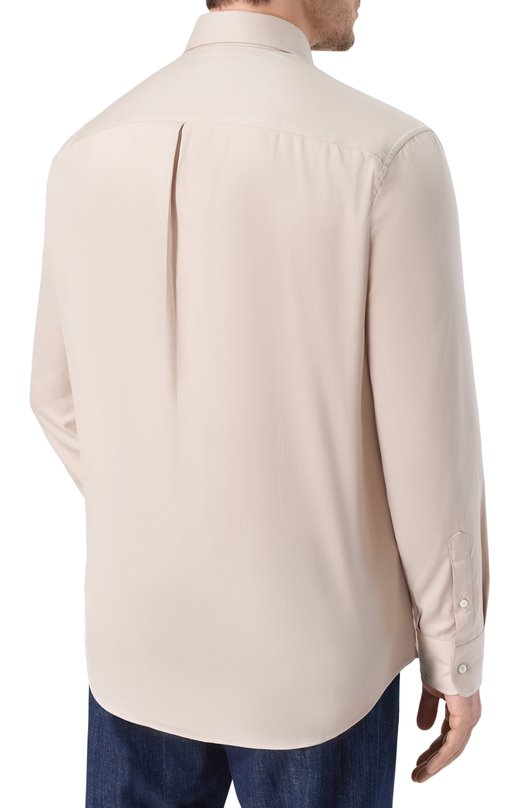 Хлопковая рубашка Brunello Cucinelli MW6040621 Бежевый  MW6040621 Фото 4