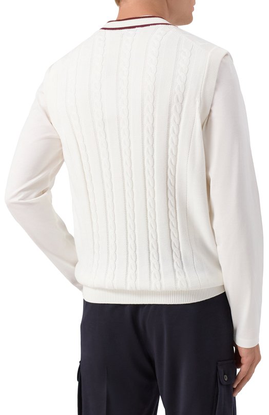 Хлопковый жилет Brunello Cucinelli M28707917T Белый  M28707917T Фото 4