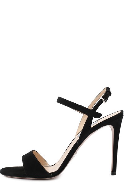 Замшевые босоножки на шпильке PRADA черного цвета по цене 68000 руб., арт. 1X822I-8-F0002-D100, фото 3 Замшевые босоножки на шпильке PRADA, арт. 1X822I-8-F0002-D100, фото 3