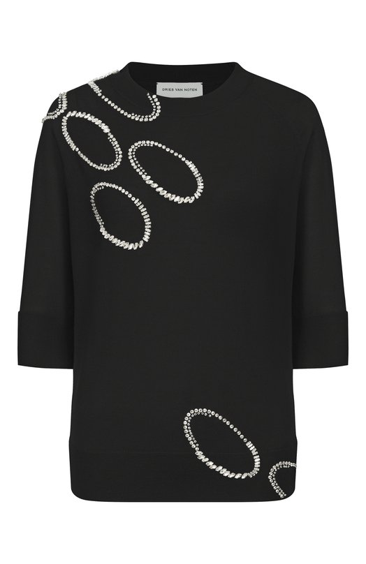 Шерстяной пуловер Dries Van Noten 011202/3700 Чёрный 011202/3700