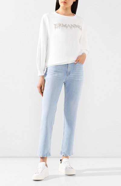 Хлопковый свитшот ERMANNO ERMANNO SCERVINO белого цвета по цене 20950 руб., арт. 46T FL09 FEL, фото 2 Хлопковый свитшот ERMANNO ERMANNO SCERVINO, арт. 46T FL09 FEL, фото 2
