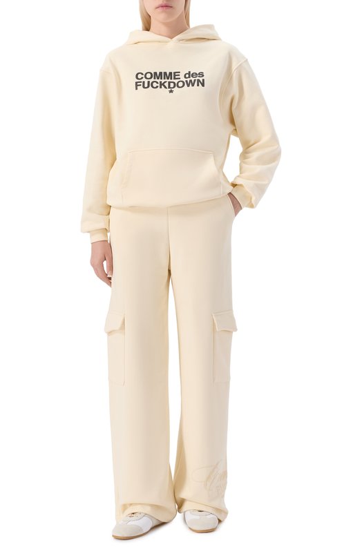 Хлопковые брюки-карго Comme des Fuckdown CFABW01398 Кремовый  CFABW01398 Фото 2