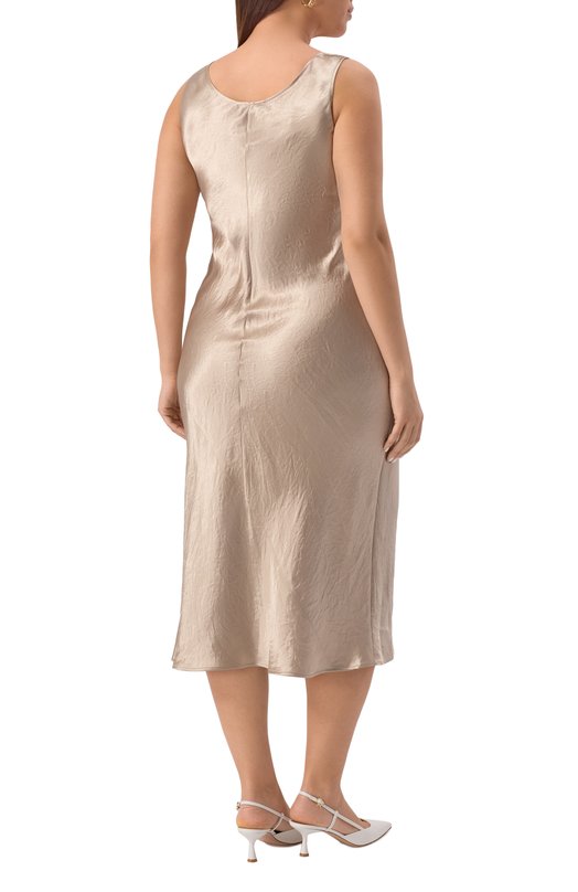 Атласное платье Max Mara Leisure TALETE Бежевый  TALETE Фото 4