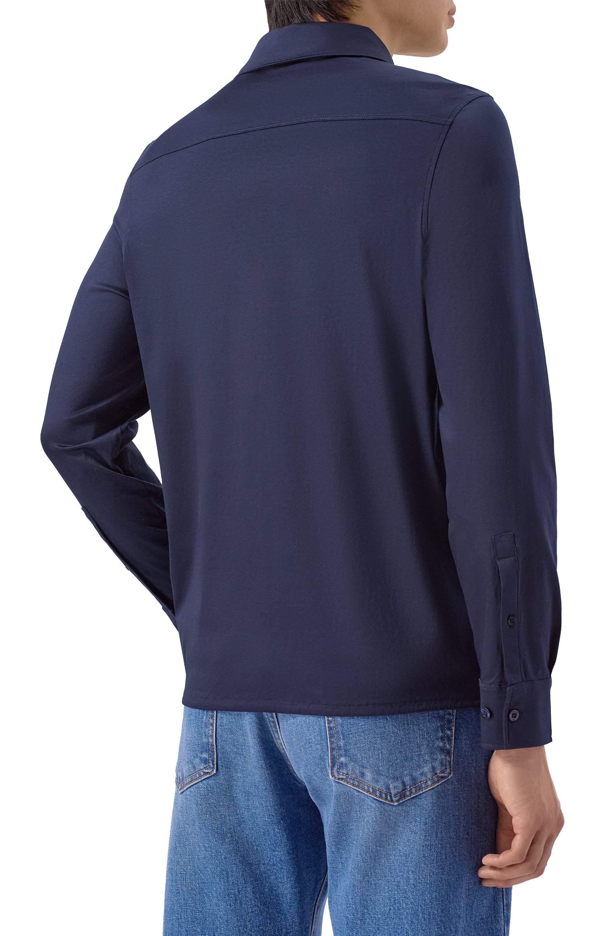 Хлопковая рубашка BOGNER темно-синего цвета по цене 23600 руб., арт. 58271274, фото 4 Хлопковая рубашка BOGNER, арт. 58271274, фото 4