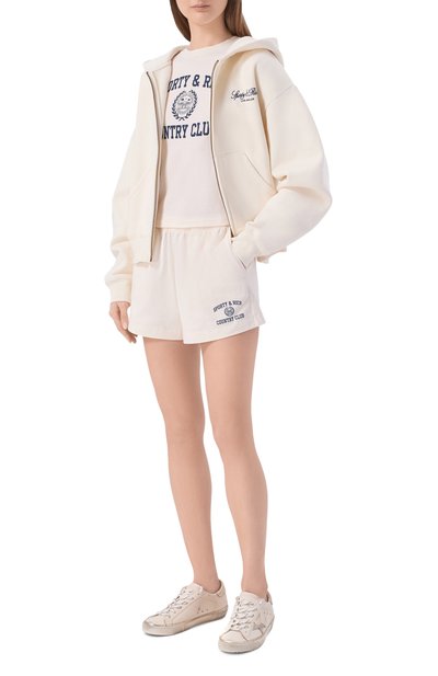 Хлопковые шорты SPORTY AND RICH кремового цвета по цене 17150 руб., арт. SH03776218WH37, фото 2 Хлопковые шорты SPORTY AND RICH, арт. SH03776218WH37, фото 2