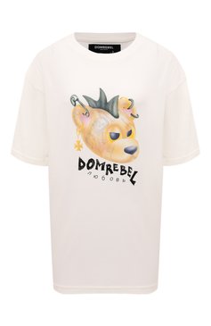 Женская хлопковая футболка DOMREBEL кремвого цвета, арт. PIERCINGS/T-SHIRT | Фото 1 (Рукава: Короткие; Материал внешний: Хлопок; Длина (для топов): Стандартные; Драгоценные камни: Проставлено; Материал сплава: Проставлено; Стили: Кэжуэл; Принт: С принтом; Женское Кросс-КТ: Футболка-одежда)