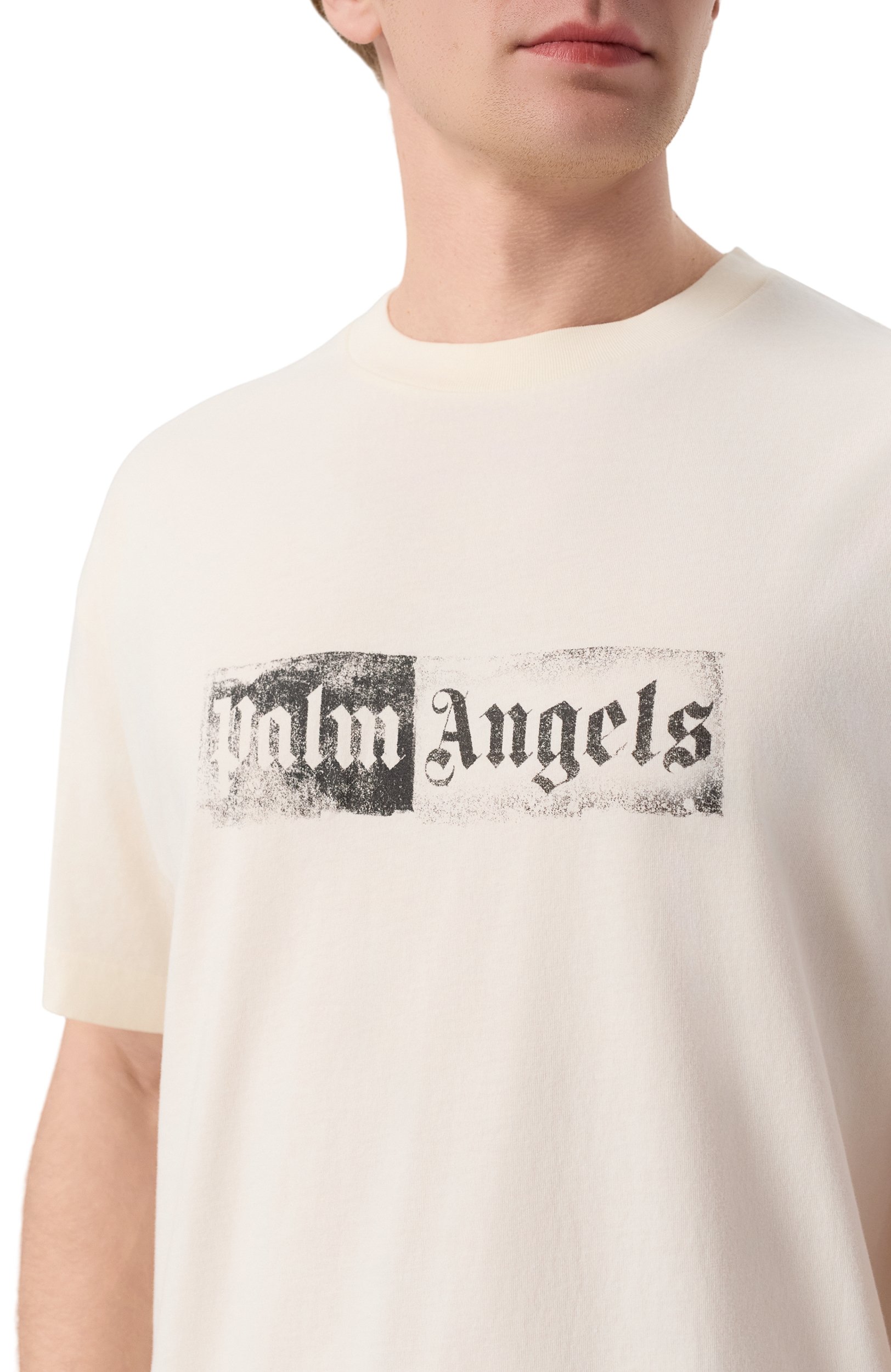 Хлопковая футболка PALM ANGELS кремового цвета по цене 22500 руб., арт. PAMAA001JR005, фото 5 Хлопковая футболка PALM ANGELS, арт. PAMAA001JR005, фото 5