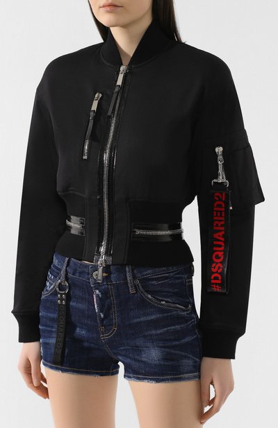 Шерстяной бомбер DSQUARED2 черного цвета по цене 125500 руб., арт. S75AM0613/S49597, фото 3 Шерстяной бомбер DSQUARED2, арт. S75AM0613/S49597, фото 3