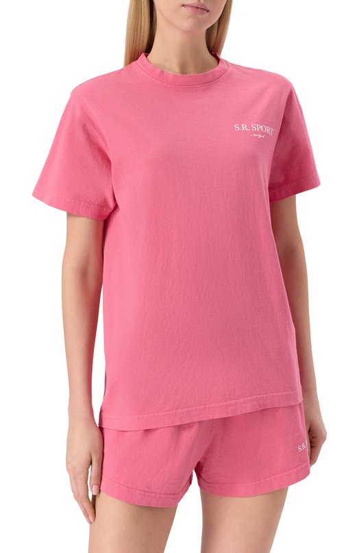 Хлопковая футболка Sporty and Rich T0043612201P139 Розовый  T0043612201P139 Фото 7