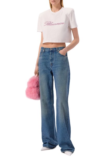Хлопковая футболка с отделкой стразами BLUMARINE, арт. 2T133A, фото 2