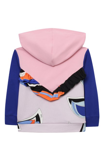 Детский хлопковая толстовка EMILIO PUCCI разноцветного цвета, арт. 9N4070/NE020/2-4 | Фото 2 (Рукава: Длинные; Материал внешний: Хлопок; Девочки Кросс-КТ: Толстовка-одежда; Ростовка одежда: 4 года | 104 см)