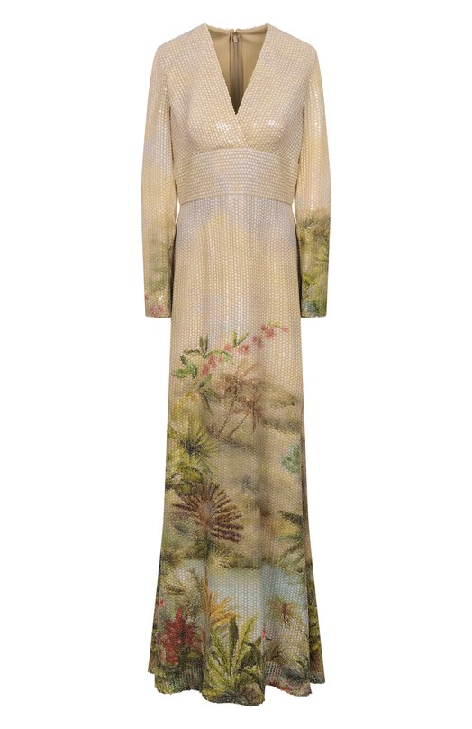 Платье с отделкой пайетками Elie Saab D0635PS25 Кремовый D0635PS25