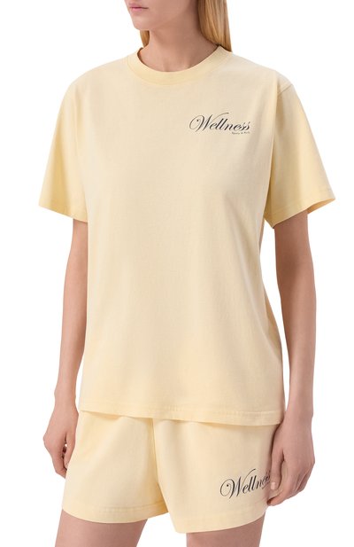 Хлопковая футболка SPORTY AND RICH желтого цвета по цене 12150 руб., арт. T011976083YE02, фото 3 Хлопковая футболка SPORTY AND RICH, арт. T011976083YE02, фото 3