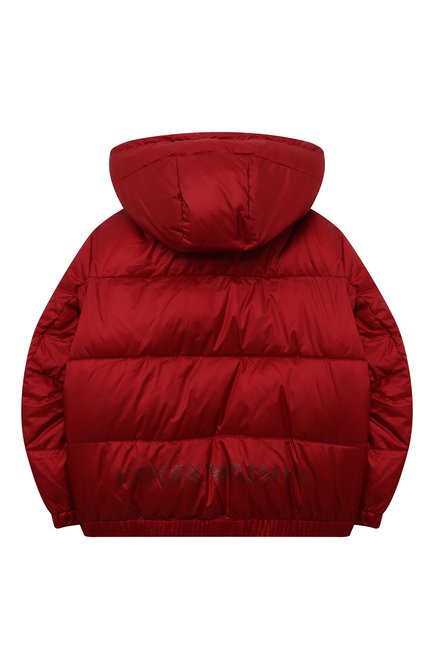 Детского утепленная куртка EMPORIO ARMANI красного цвета, арт. 6H4BL1/1NLSZ/0UTLET AW22-23 | Фото 2 (Материал внешний: Синтетический материал; Рукава: Длинные; Материал подклада: Синтетический материал; Кросс-КТ: Утепленный; Материал сплава: Проставлено; Драгоценные камни: Проставлено)