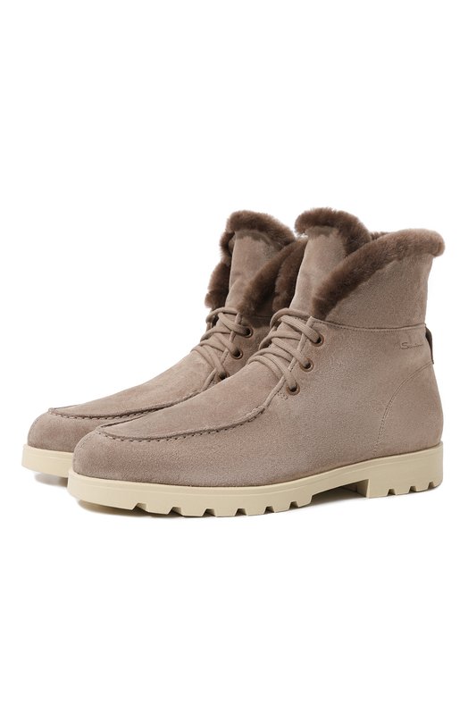 Замшевые ботинки Santoni WTDG71048TIRAPFR Бежевый WTDG71048TIRAPFR
