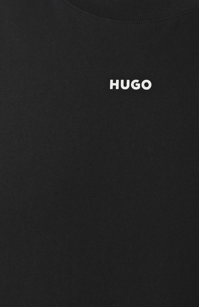 Мужская хлопковая футболка HUGO черного цвета, арт. 50488330 | Фото 6 (Материал внешний: Хлопок; Рукава: Короткие; Стили: Кэжуэл; Принт: Без принта; Длина (для топов): Стандартные; Кросс-КТ: Джерси; Мужское Кросс-КТ: Футболка-одежда; Автоматизация ТО: Проставлено; Автоматизация состава: Проставлено; Детали: Без декора)